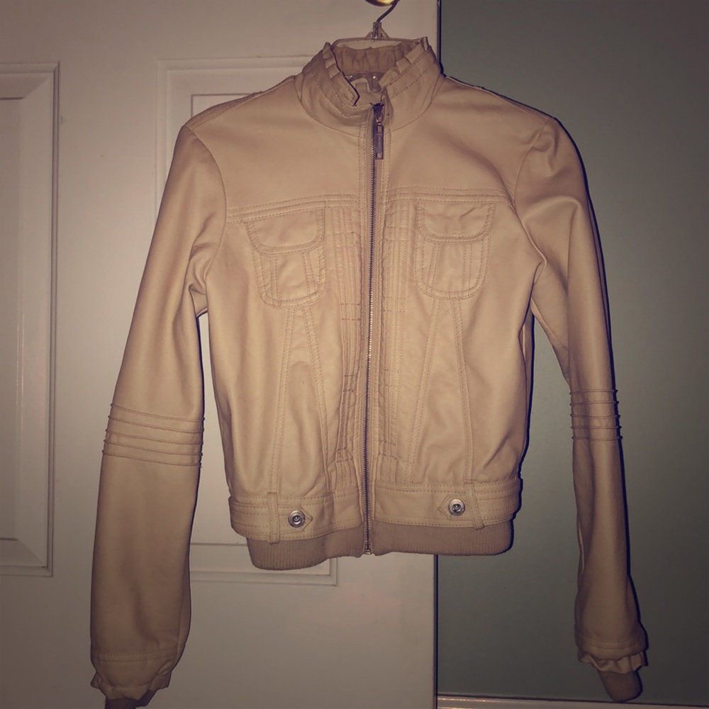 Cream Leather Jacket